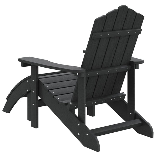 Adirondack-Gartensessel aus Anthrazit mit Fußhocker Jenut (HDPE)