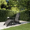 Adirondack-Gartensessel aus Anthrazit mit Fußhocker Jenut (HDPE)
