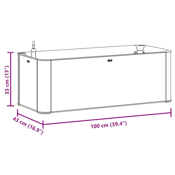 Grauer selbstbewässernder erhöhter Pflanzkübel Pepsila 100x43x33cm
