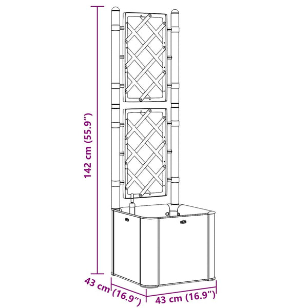 Erhöhter grauer selbstbewässernder Blumenkasten Voislav mit Gitter