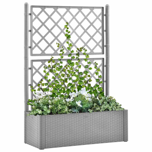 Harmaa Voislav selbstbewässernder Blumenkasten mit Spalier erhöht