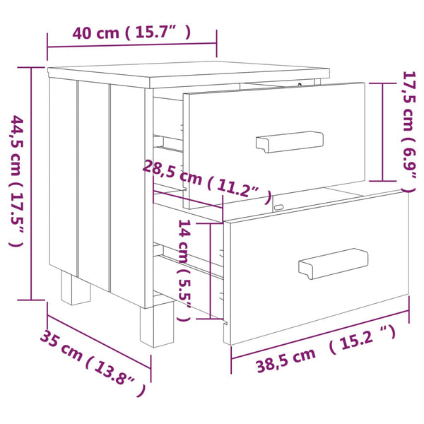 Nachttische hellgrau Hamar Leonello 40x35x44,5cm (2 Stk. Holz)