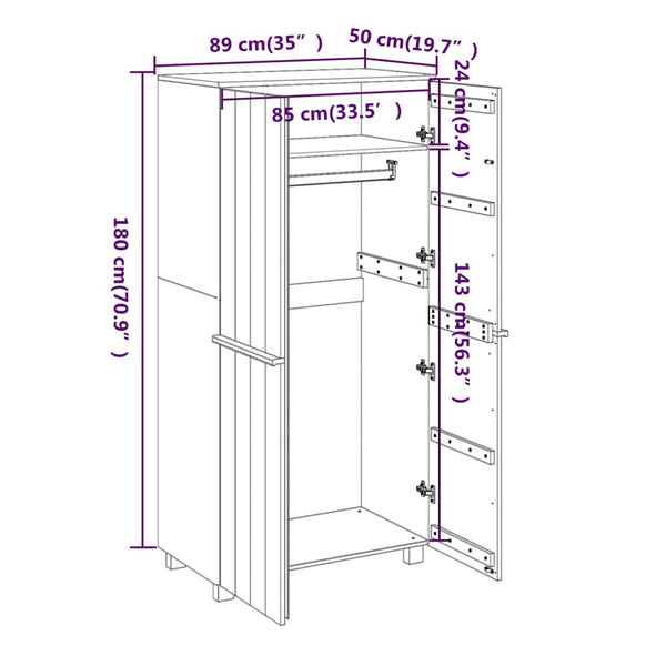 Hellgrauer Kleiderschrank Hamar Dakota 89x50x180cm (Kiefer)