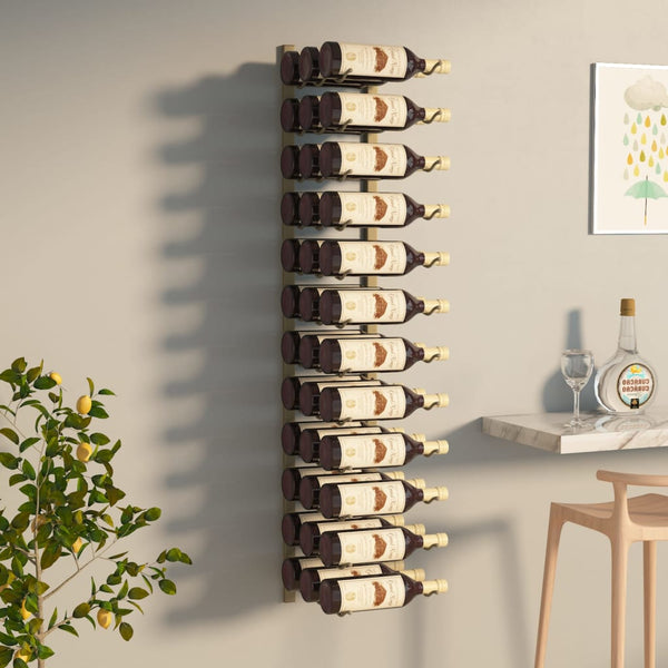 Goldfarbenes Wand-Weinregal Faria für 36 Flaschen (Eisen)