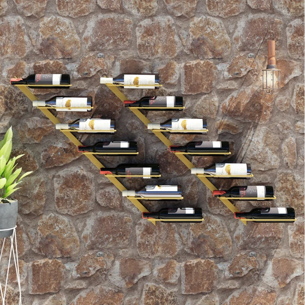 Goldfarbener Weinflaschenhalter zur Wandmontage Estes (7 Flaschen 2er-Set Metall)