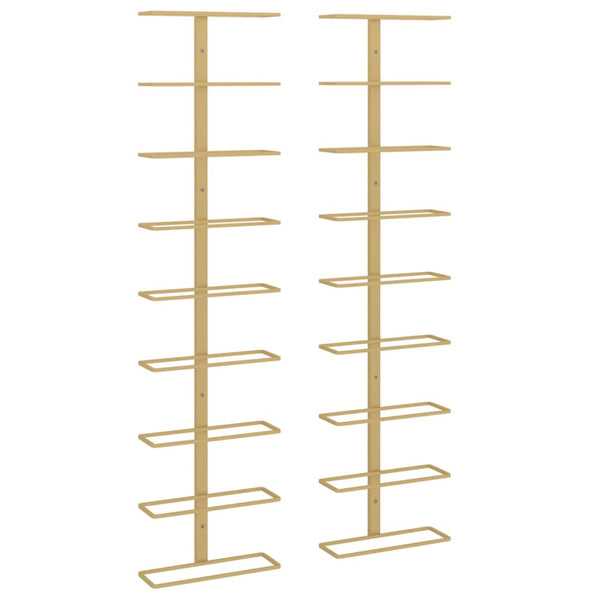Gold Wandmontiertes Weinregal Yamya für 9 Flaschen (2 Stück)
