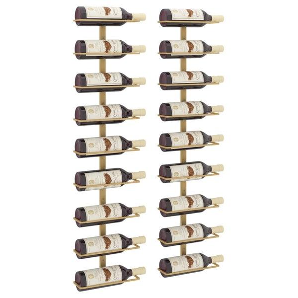Gold Wandmontiertes Weinregal Yamya für 9 Flaschen (2 Stück)