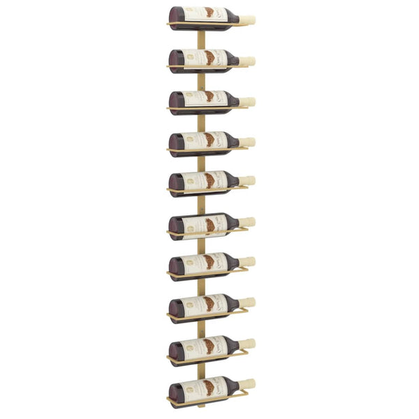 Goldfarbenes Wand-Weinregal Yamya für 10 Flaschen (Metall)