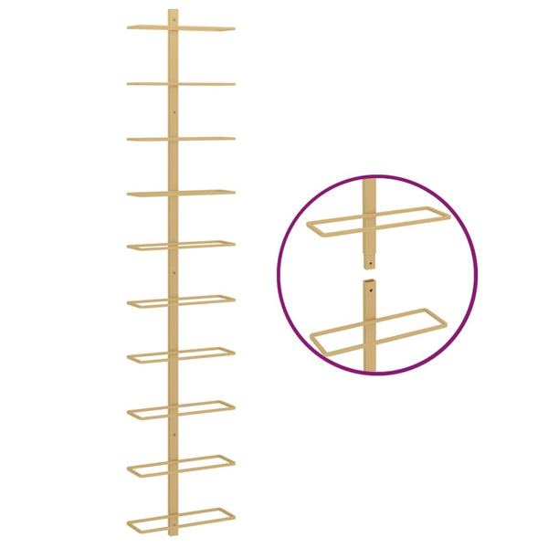 Goldfarbenes Wand-Weinregal Yamya für 10 Flaschen (Metall)