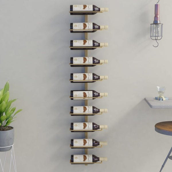 Goldfarbenes Wand-Weinregal Yamya für 10 Flaschen (Metall)