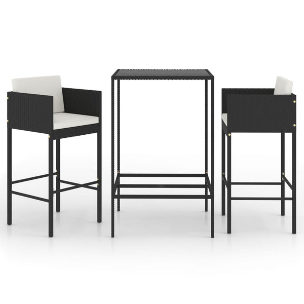 Garten-Barset Farmatech (3-teilig, mit Kissen, Polyrattan), schwarz