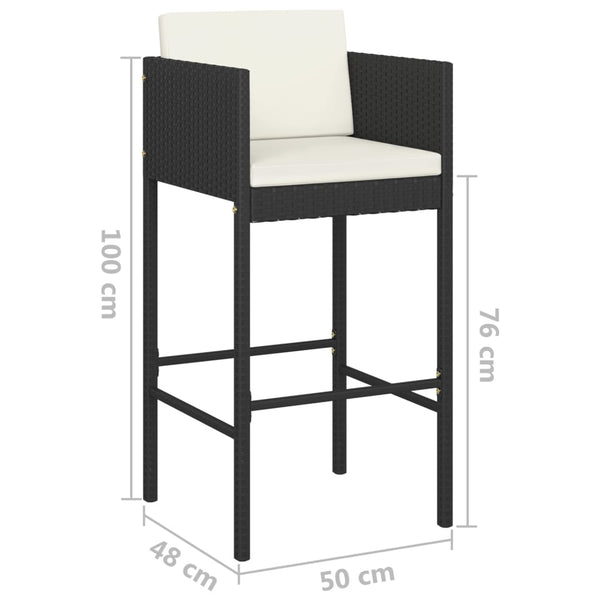 Garten-Barset Farmatech (3-teilig, mit Kissen, Polyrattan), schwarz
