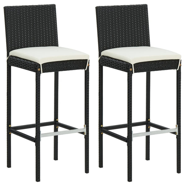 Gartengarnitur Milodrag (3-teilig mit Kissen, Polyrattan) Schwarz