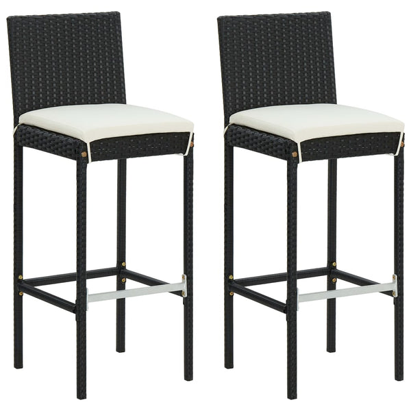 Schwarze Garten-Barsitzgruppe mit Kissen Arah (3-teilig, Polyrattan)