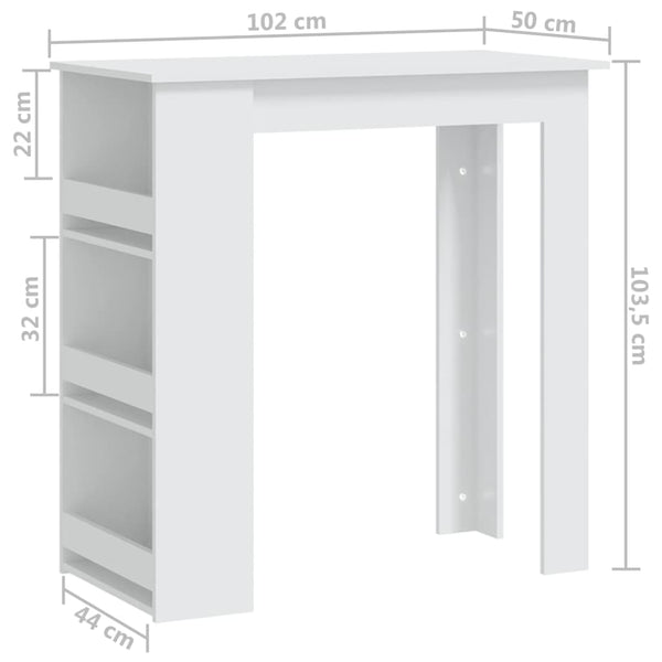 Weißer Bartisch mit Gestell Deanca 102x50x103,5cm (Holz)