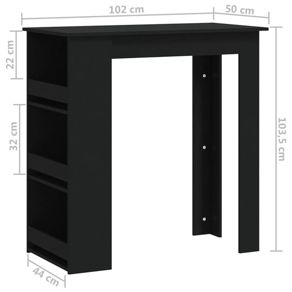 Musta baaripöytä telineellä Deanca 102x50x103,5cm (puinen)