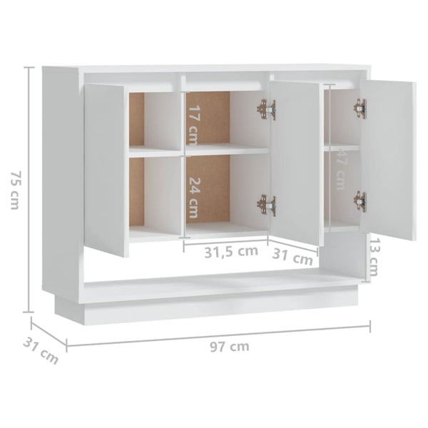 Weißes Sideboard Boie 97x31x75cm (Holz)