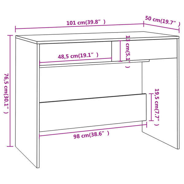Weißer Schreibtisch Claudius 101x50x76,5cm (Spanplatte)