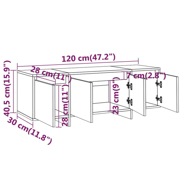 Valkoinen tv-taso Vevere 120x30x40,5cm (lastulevy)