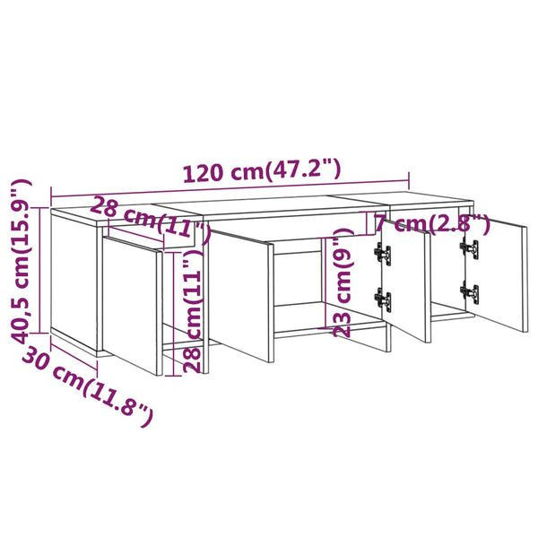 Sonoma tammi tv-taso Vevere 120x30x40,5cm (puinen)