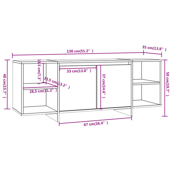 TV-Schrank Eluzie 130x35x50cm betongrau (Spanplatte)