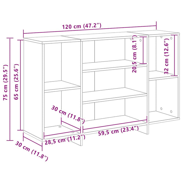 Betongraue Kommode Stroici 120x30x75cm (Holz)