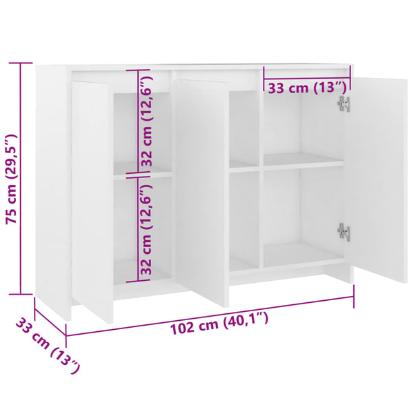 Weißes Sideboard Cellus 102x33x75cm (Holz)