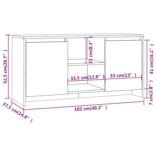 Valkoinen tv-taso Taniela 102x37,5x52,5cm (puinen)