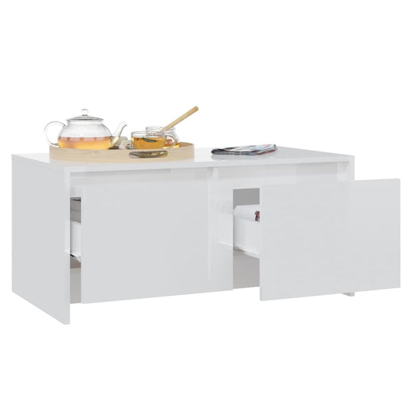 Hochglanz weiß Couchtisch Sofronia 90x50x41,5cm (Holz)