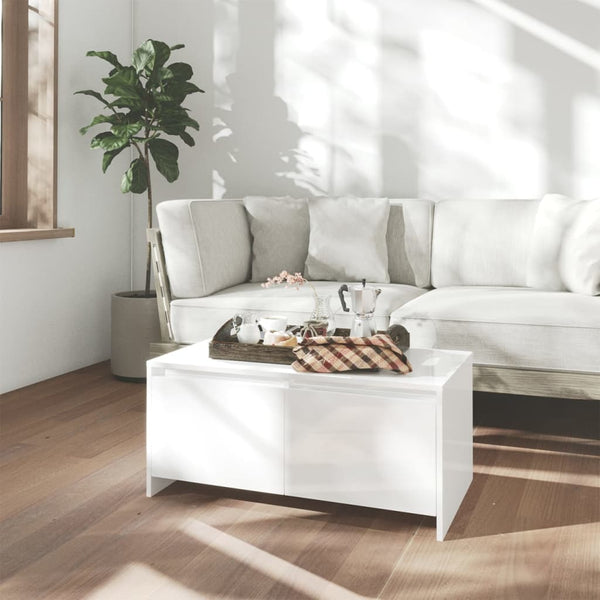 Hochglanz weiß Couchtisch Sofronia 90x50x41,5cm (Holz)