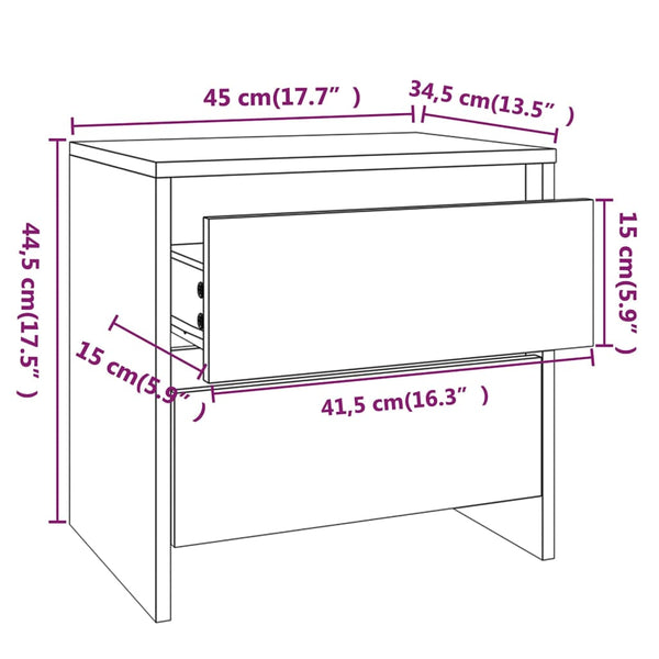 Nachttisch Vivisor 45x34,5x44,5cm in Betongrau (Spanplatte)