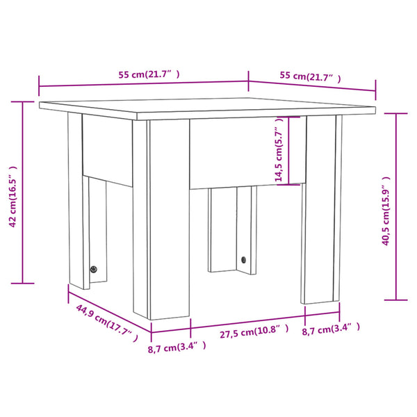 Couchtisch Josephinne 55x55x42cm (weiß, Holz)
