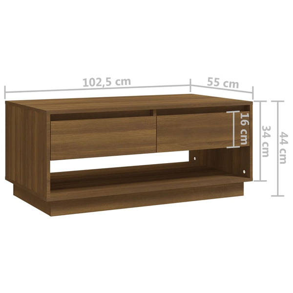 Brauner Couchtisch Gheorghescu 102,5x55x44cm (Eiche, Holz)