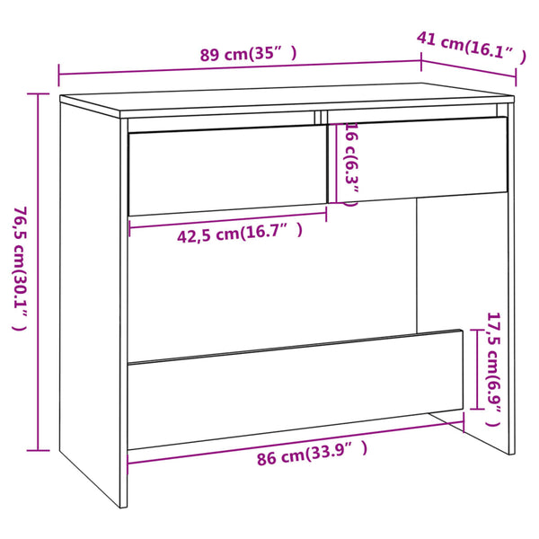 Räuchereiche-Konsolentisch Gastel 89x41x76,5cm (Spanplatte)