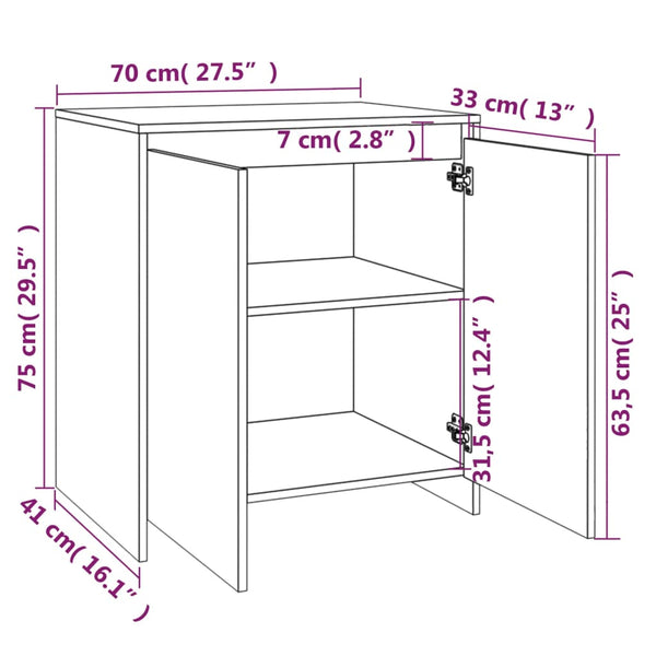 Graues Sideboard Ghertrude 70x41x75cm (Holz)