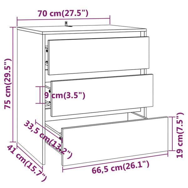 Anrichte Jamel aus geräucherter Eiche 70x41x75cm (Holz)