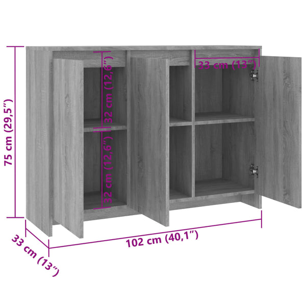 Graues Sideboard Cellus 102x33x75cm (Holz)