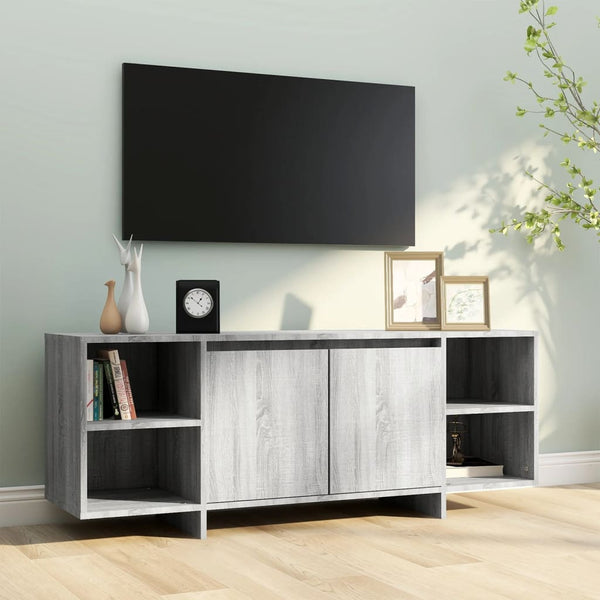 Graues TV-Möbel Eluzie 130x35x50cm (Spanplatte)