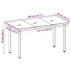 Schwarzer Gartentisch Fressl 140x70x74cm (Stahl und Glas)