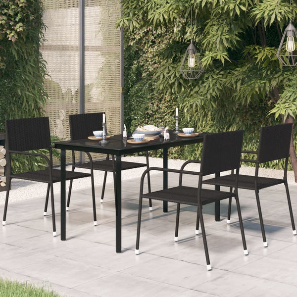 Schwarzer Gartentisch Fressl 140x70x74cm (Stahl und Glas)