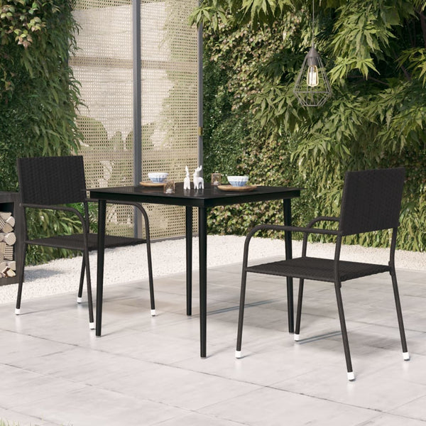 Schwarzer Gartentisch Deangelo 80x80x74cm (Stahl und Glas)