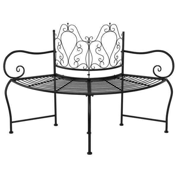 Schwarze Baumumrandungsbank Ladina 150 cm (Stahl)