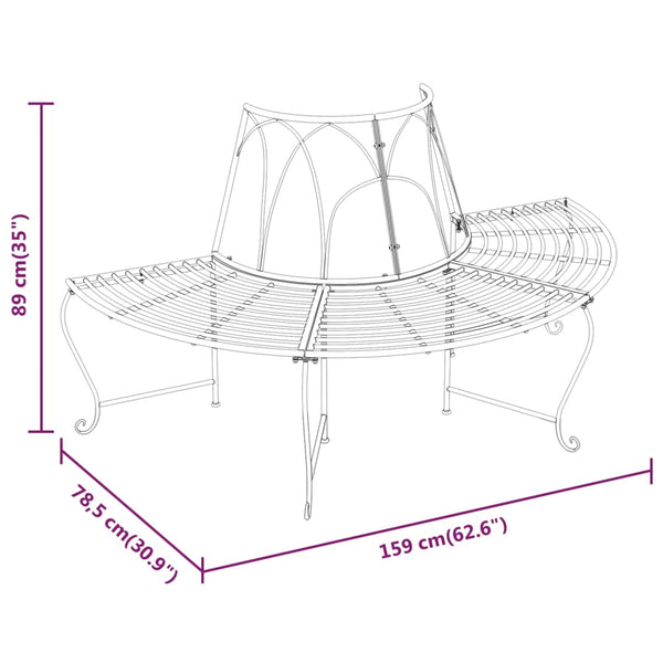 Schwarz halbrunde Baumbank Virag Ø 159cm (Stahl)