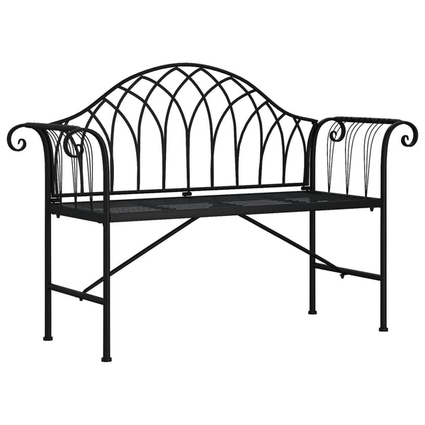 Schwarze Gartenbank Floredana 128cm (2-Sitzer, Stahl)