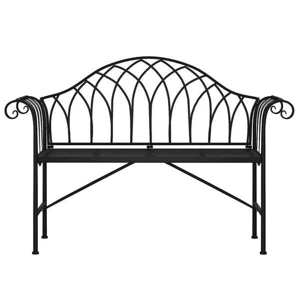 Schwarze Gartenbank Floredana 128cm (2-Sitzer, Stahl)