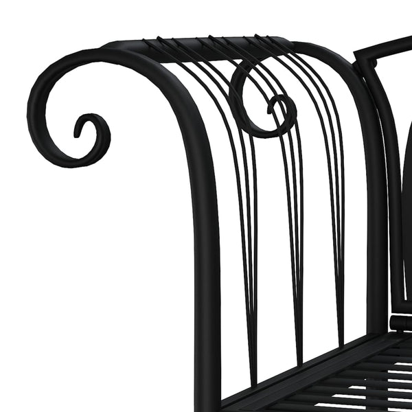 Schwarze Gartenbank Floredana 128cm (2-Sitzer, Stahl)