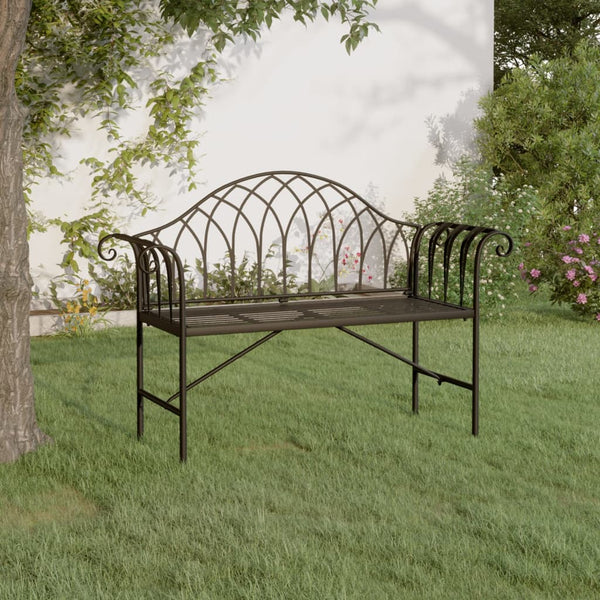 Schwarze Gartenbank Floredana 128cm (2-Sitzer, Stahl)