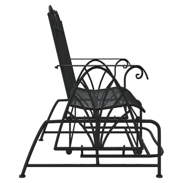 Schwarze Gleitbank West 114cm (2-Sitzer, Stahl)