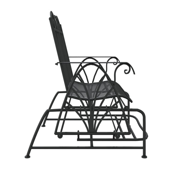 Schwarze Gleitbank West 114cm (2-Sitzer, Stahl)