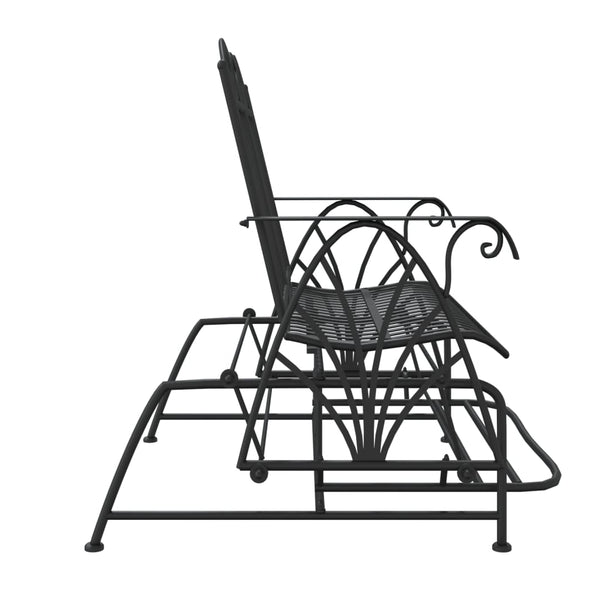 Schwarze Gleitbank West 114cm (2-Sitzer, Stahl)